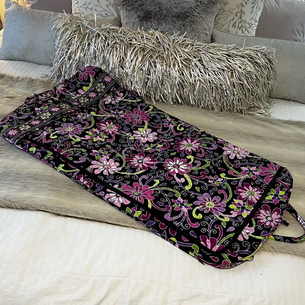 VERA BRADLEY Purple Punch 2009 Hanging Garment Bag Y2K Brown Pink Floral Travel